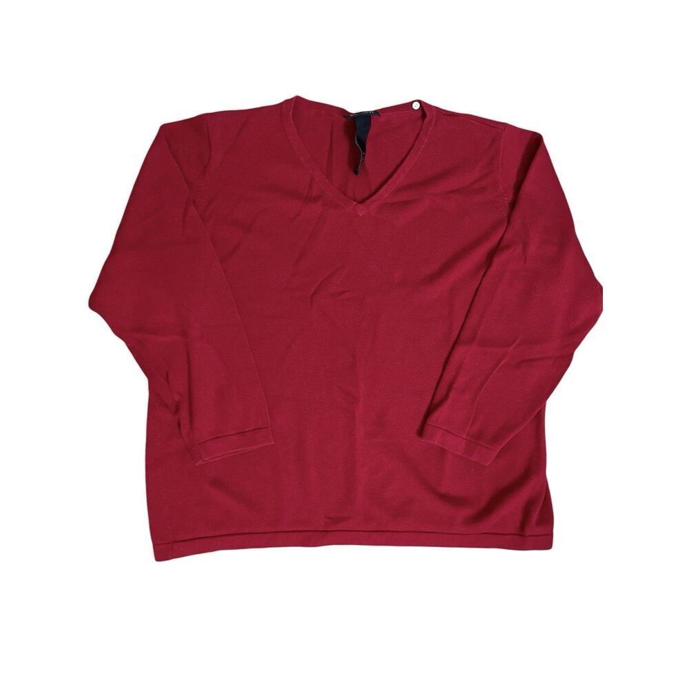 Lane Bryant Red V Neck Sweater Women’s 22/24 Plus Size Cotton Blend